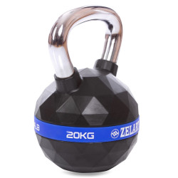 Гиря PU з хромованою ручкою Кросфіт Zelart FI-1973-20 20кг (PU, чорний)