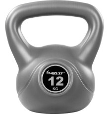 Гиря бітумна Movit Kettlebell 12 кг, сіра 
