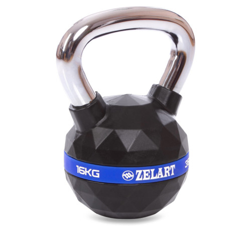 Гиря PU з хромованою ручкою Кросфіт Zelart FI-1973-16 16кг (PU, чорний) Гиря PU з хромованою ручкою Кросфіт Zelart FI-1973-16 16кг (PU, чорний)