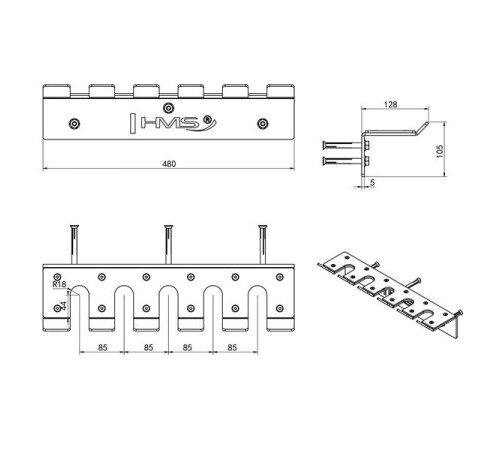 Тримач настінний для грифів HMS STR45