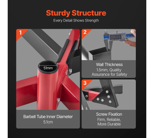 Стійка для штанг VEVOR, чорно-червоний