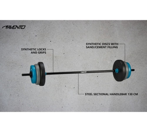 Штанга регульована з навантаженням Avento 20 кг - чорно-блакитна