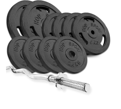 Набір STRONG 57 кг з W-подібним і гантельними грифами Набір STRONG 57 кг з W-подібним і гантельними грифами