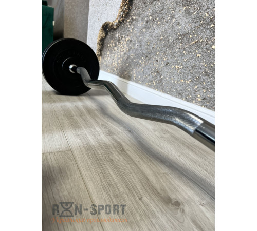 Штанга RN Sport W-подібна на 25 кг та дві гантелі по 16 кг + рукавички Штанга RN Sport W-подібна на 25 кг та дві гантелі по 16 кг + рукавички