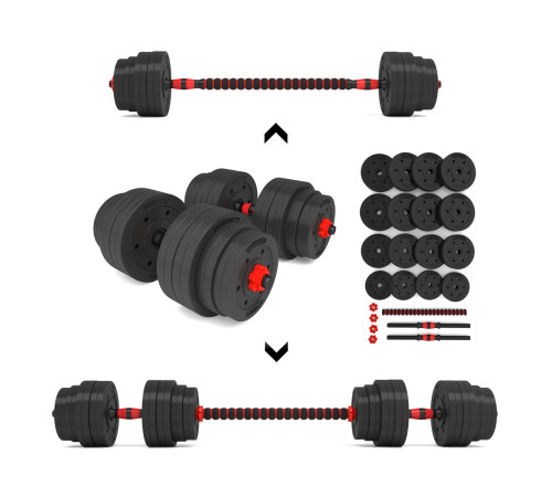 Набір штанга+гантелі HMS SGP40 - 40 кг, чорно-червоний