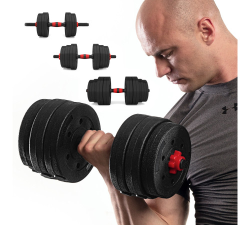 Набір штанга+гантелі HMS SGP40 - 40 кг, чорно-червоний