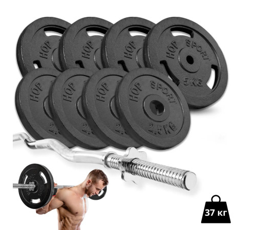 Набір STRONG 37 кг з W-подібним грифом Набір STRONG 37 кг з W-подібним грифом