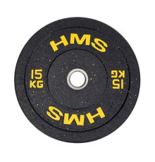 Диск олімпійський HMS HTBR15 15 кг, чорно-жовтий