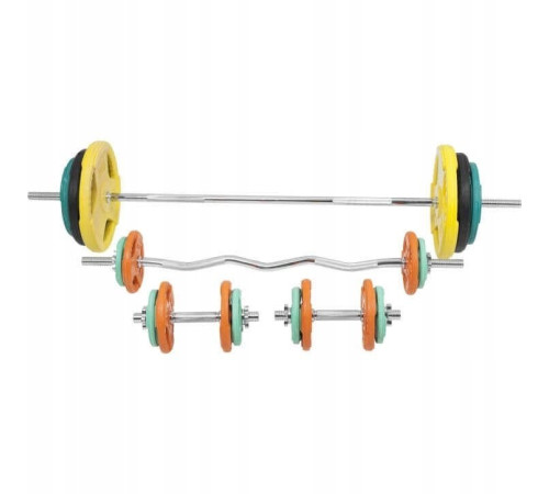 Gorilla Sports Zestaw 105 kg: sztanga + 2 hantle gwintowane