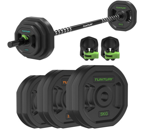 Набір штанги та обтяження Tunturi Aerobic Pump 20 кг, чорний