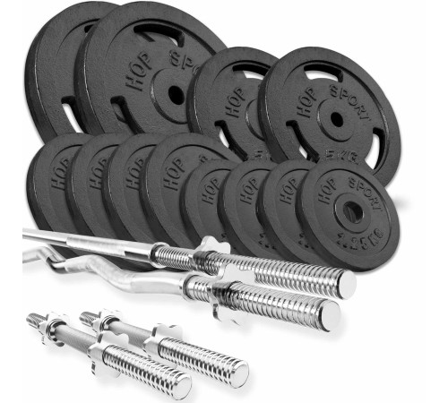 Набір STRONG 66 кг з прямим, W-подібним і гантельними грифами Набір STRONG 66 кг з прямим, W-подібним і гантельними грифами