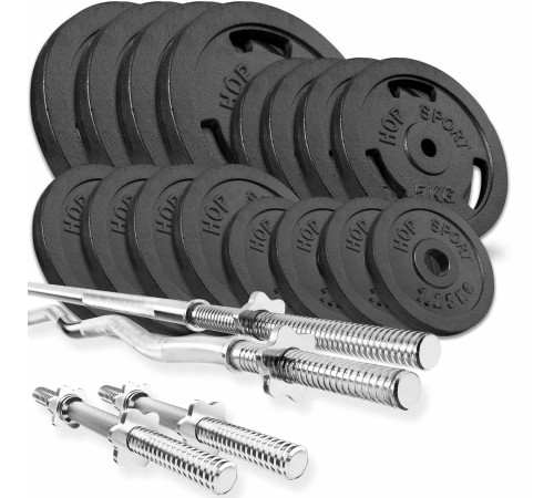 Набір STRONG 96 кг з прямим, W-подібним і гантельними грифами Набір STRONG 96 кг з прямим, W-подібним і гантельними грифами