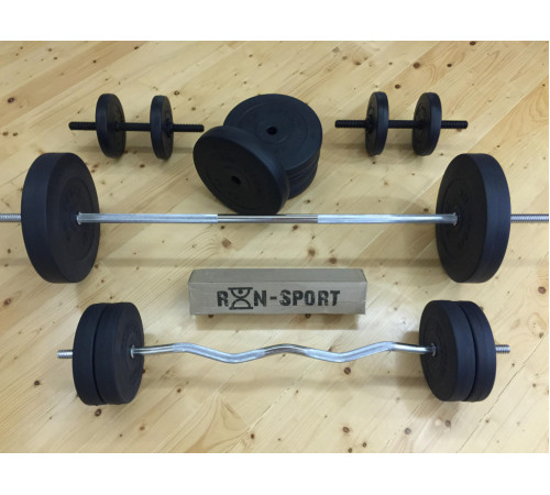Чотири грифи хром + 100 кг дисків. ABS покриття RN Sport Чотири грифи хром + 100 кг дисків. ABS покриття RN Sport