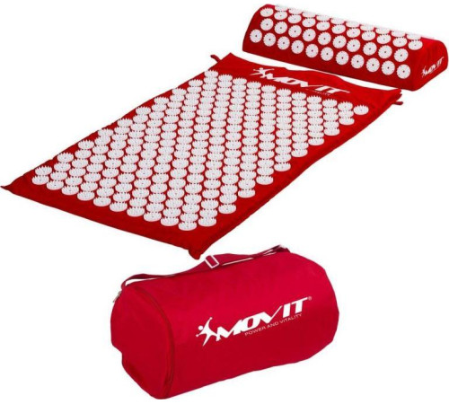Килимок для точкового масажу Movit з подушкою 75 x 44 см, червоний Килимок для точкового масажу Movit з подушкою 75 x 44 см, червоний