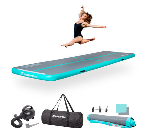 Надувний килимок для тренувань Airtrack inSPORTline Airstunt 400x100x10 см бірюзовий Надувний килимок для тренувань Airtrack inSPORTline Airstunt 400x100x10 см бірюзовий