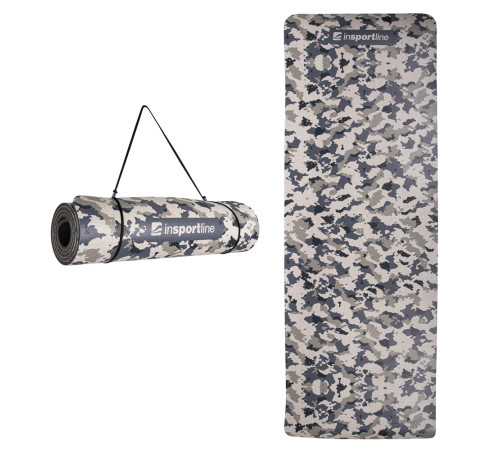 Гімнастичний килимок inSPORTline Camu 173x61x0,4 cm - сірий камуфляж