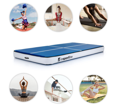 Килимок надувний гімнастичний inSPORTline Aircase 280x140 см синьо-білий