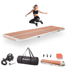 Килимок надувний Airtrack inSPORTline Airstunt 400 x 100 x 10 см, бежевий