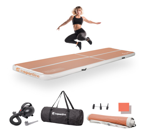 Килимок надувний Airtrack inSPORTline Airstunt 400 x 100 x 10 см, бежевий