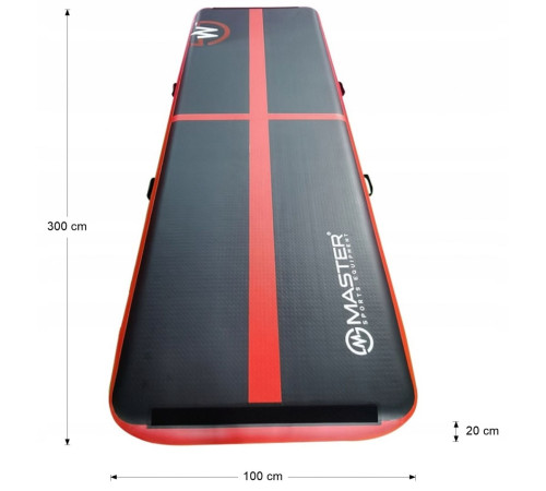 Матрац надувний гімнастичний MASTER 300x100x20 см, чорно-червоний Матрац надувний гімнастичний MASTER 300x100x20 см, чорно-червоний