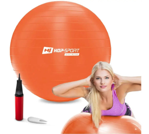 Фітбол Hop-Sport 65 см помаранчевий + насос