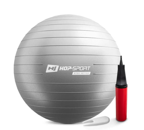 Фітбол Hop-Sport 65 см сріблястий + насос