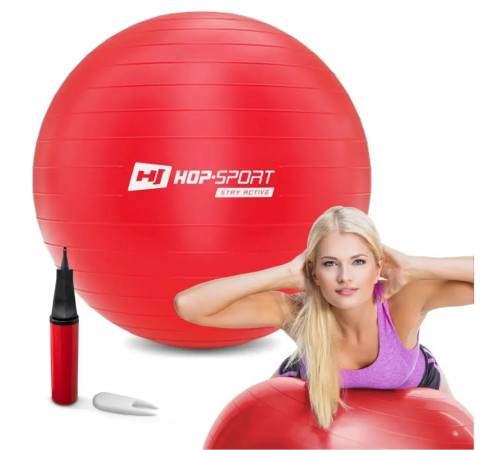 Фітбол Hop-Sport 65 см червоний + насос