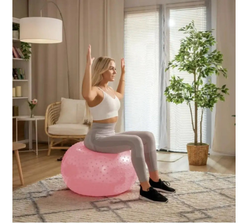 Фітбол масажний Hop-Sport 65 см рожевий + насос