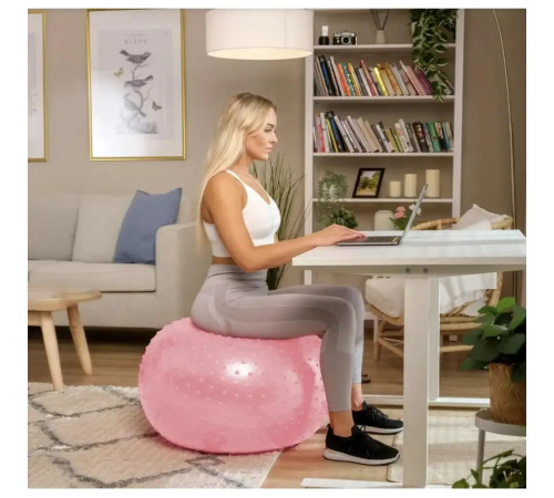 Фітбол масажний Hop-Sport 65 см рожевий + насос
