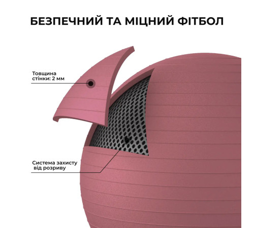 М'яч для фітнесу WCG 55 Anti-Burst 250 кг рожевий + насос