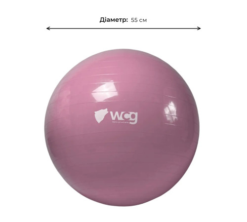 М'яч для фітнесу WCG 55 Anti-Burst 250 кг рожевий + насос