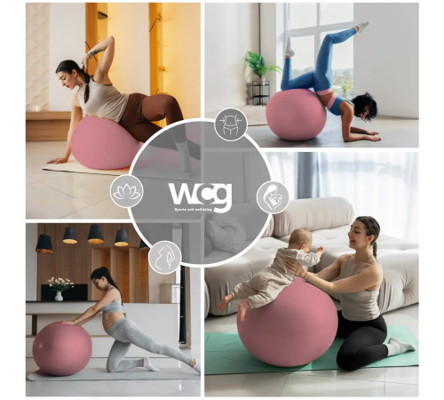 М'яч для фітнесу WCG 55 Anti-Burst 250 кг рожевий + насос