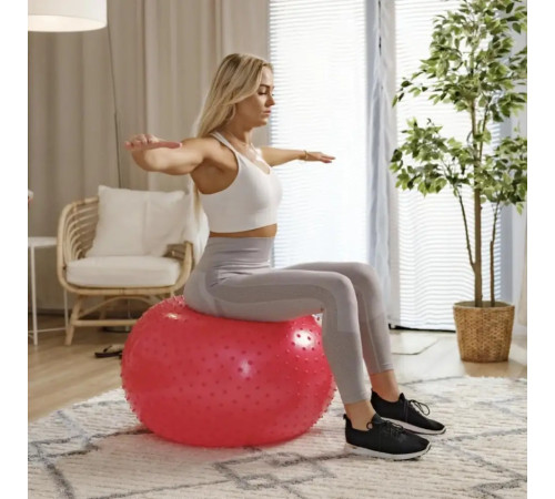 Фітбол масажний Hop-Sport 65 см червоний + насос