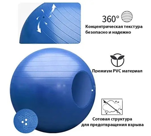 М'яч для фітнесу WCG 65 Anti-Burst 300 кг синій + насос М'яч для фітнесу WCG 65 Anti-Burst 300 кг синій + насос