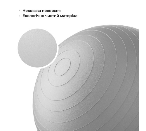 М'яч для фітнесу WCG 75 Anti-Burst 250 кг сірий + насос М'яч для фітнесу WCG 75 Anti-Burst 250 кг сірий + насос