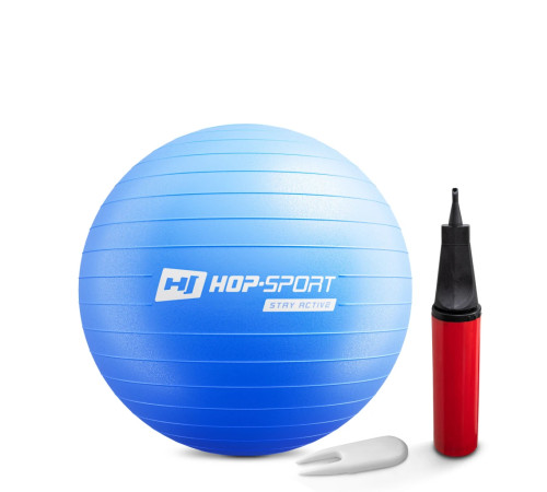 Фітбол Hop-Sport 55 см синій + насос 2020 Фітбол Hop-Sport 55 см синій + насос 2020