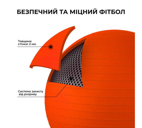 М'яч для фітнесу (фітбол) WCG 55 Anti-Burst 300кг оранжевий + насос М'яч для фітнесу (фітбол) WCG 55 Anti-Burst 300кг оранжевий + насос