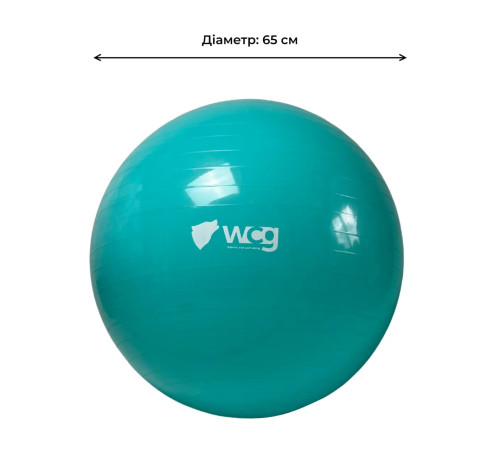 М'яч для фітнесу (фітбол) WCG 65 Anti-Burst 300кг бірюзовий + насос М'яч для фітнесу (фітбол) WCG 65 Anti-Burst 300кг бірюзовий + насос