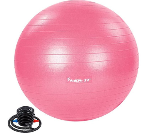 Гімнастичний м'яч з насосом Movit 65 cm - рожевий
