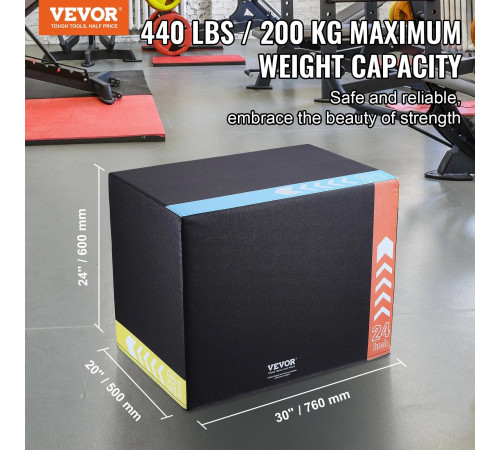 Пліометричний бокс VEVOR 30/24/20 дюймів, різнокольоровий