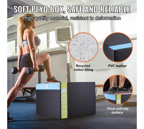 Пліометричний бокс VEVOR 30/24/20 дюймів, різнокольоровий