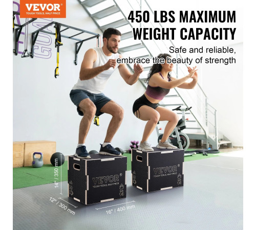 Пліометричний бокс VEVOR 16/14/12 дюймів СС-М-16-14-12