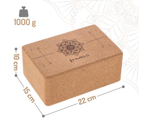 Килимок для йоги HMS YM10 з блоком KJ02 та ременем SJ02, коричневий