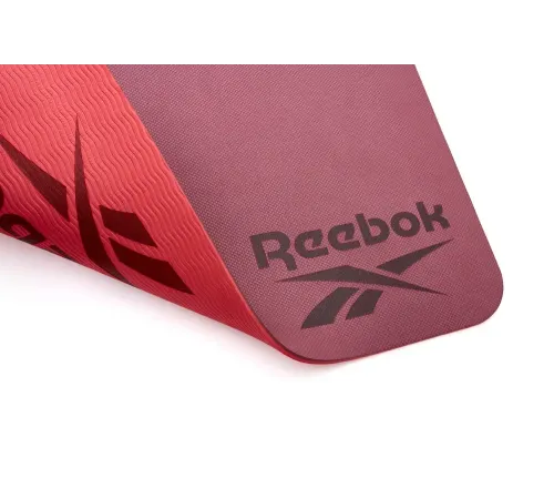 Двосторонній килимок для йоги Reebok Double Sided 6 мм, фіолетово-кораловий
