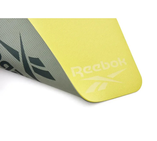 килимок для йоги Reebok Double Sided 6 мм, зелено-жовтий