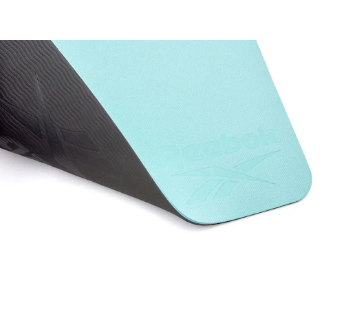 Двосторонній килимок для йоги Reebok Double Sided 6 мм, чорно-бірюзовий