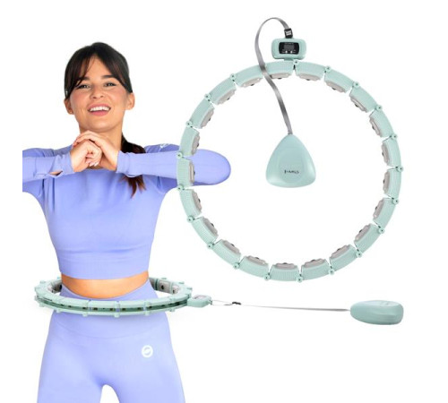 КОМПЛЕКТ ОБРУЧ HULA HOOP МАГНІТНИЙ ЗЕЛЕНИЙ HHM14 З ОБТЯЖУВАЛЬНИКОМ + ЛІЧИЛЬНИК HMS + ПІДТРИМКА НА ТАЛІЇ BR163 ЧОРНИЙ ПЛЮС РОЗМІР