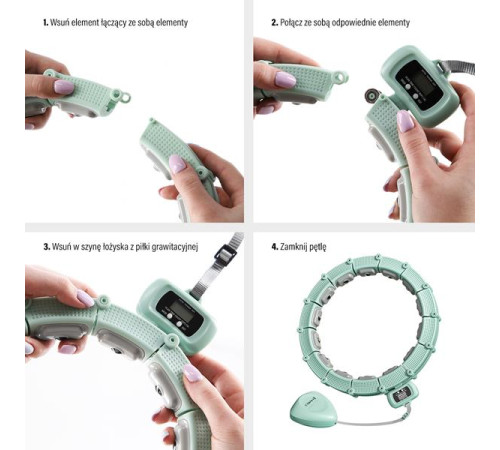 КОМПЛЕКТ ОБРУЧ HULA HOOP МАГНІТНИЙ ЗЕЛЕНИЙ HHM14 З ОБТЯЖУВАЛЬНИКОМ + ЛІЧИЛЬНИК HMS + ПІДТРИМКА НА ТАЛІЇ BR163 ЧОРНИЙ ПЛЮС РОЗМІР