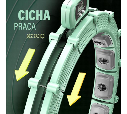 КОМПЛЕКТ ОБРУЧ HULA HOOP МАГНІТНИЙ ЗЕЛЕНИЙ HHM14 З ОБТЯЖУВАЛЬНИКОМ + ЛІЧИЛЬНИК HMS + ПІДТРИМКА НА ТАЛІЇ BR163 ЧОРНИЙ ПЛЮС РОЗМІР