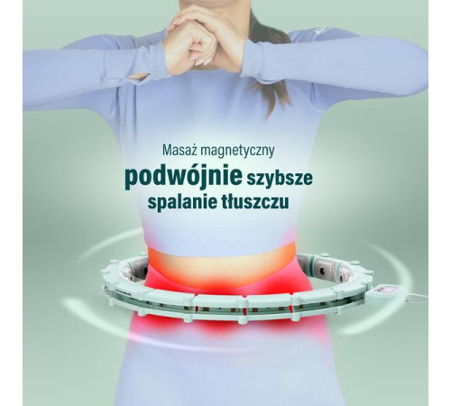 КОМПЛЕКТ ОБРУЧ HULA HOOP МАГНІТНИЙ ЗЕЛЕНИЙ HHM14 З ОБТЯЖУВАЛЬНИКОМ + ЛІЧИЛЬНИК HMS + ПІДТРИМКА НА ТАЛІЇ BR163 ЧОРНИЙ ПЛЮС РОЗМІР